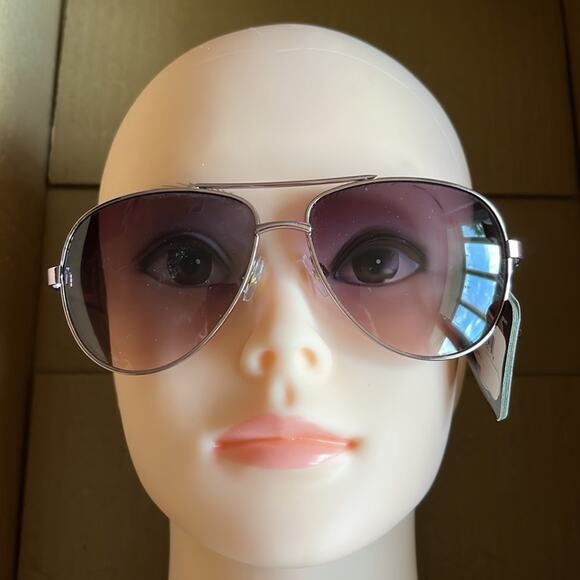Foster Grant MaxBlock Janette Aviator Sunglasses Silver Black Gray - Picture 2 of 8